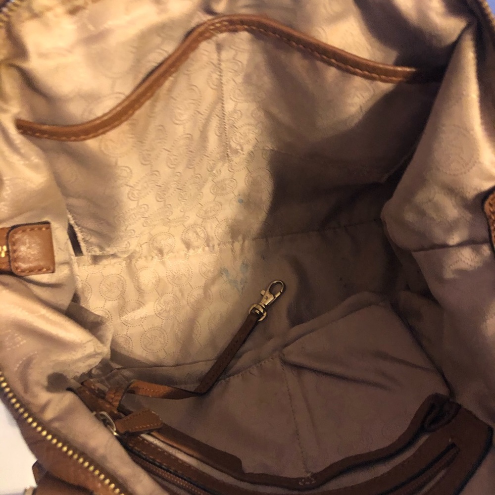 LARGE MICHAEL KORS BEDFORD COGNAC PEBBLE LEATHER DOME CONVERTIBLE SATCHEL XBODY - Picture 6 of 10
